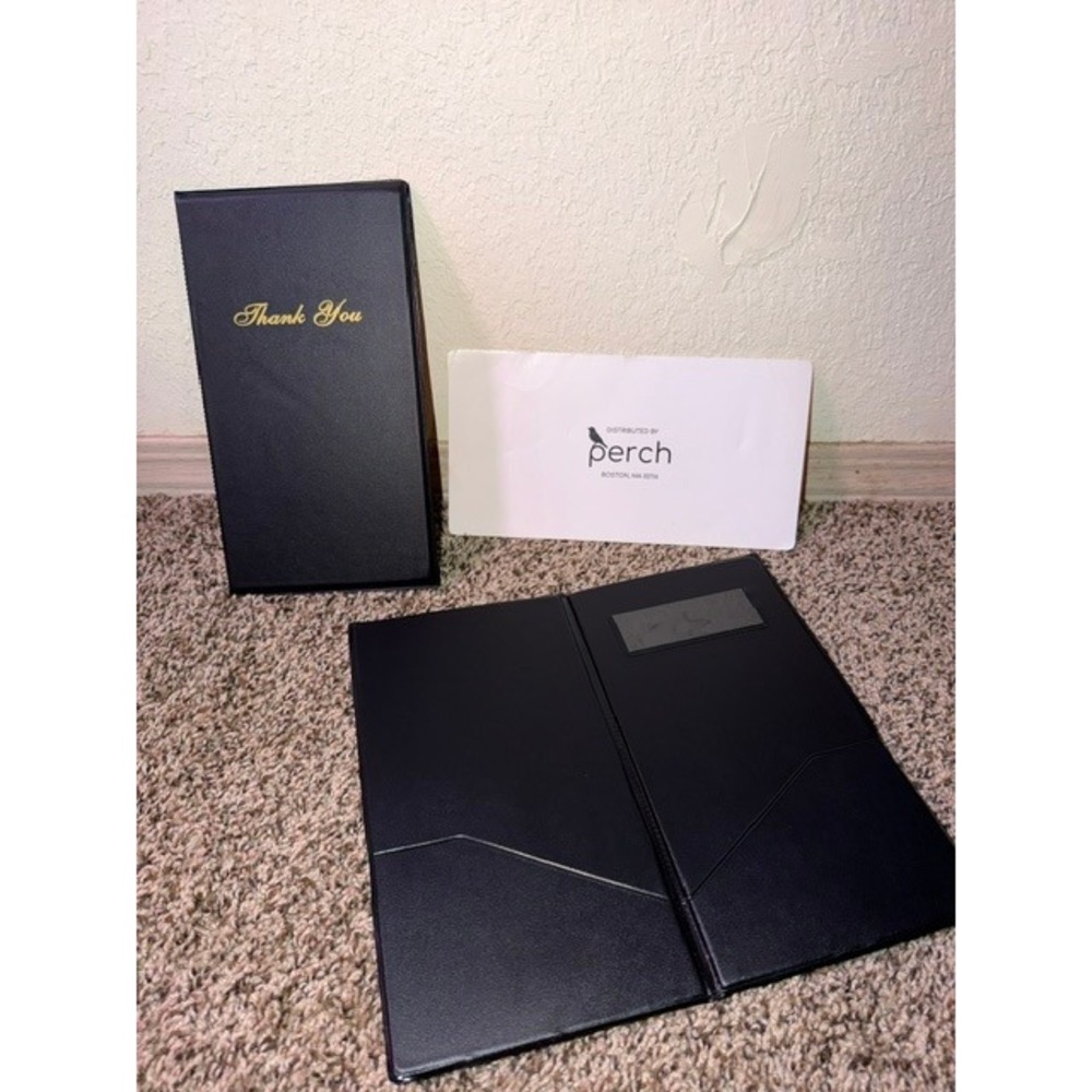 Perch Black Faux Leather Guest Check Presenters Gold Thank You Script 18 Pack